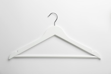 One hanger on white background, top view