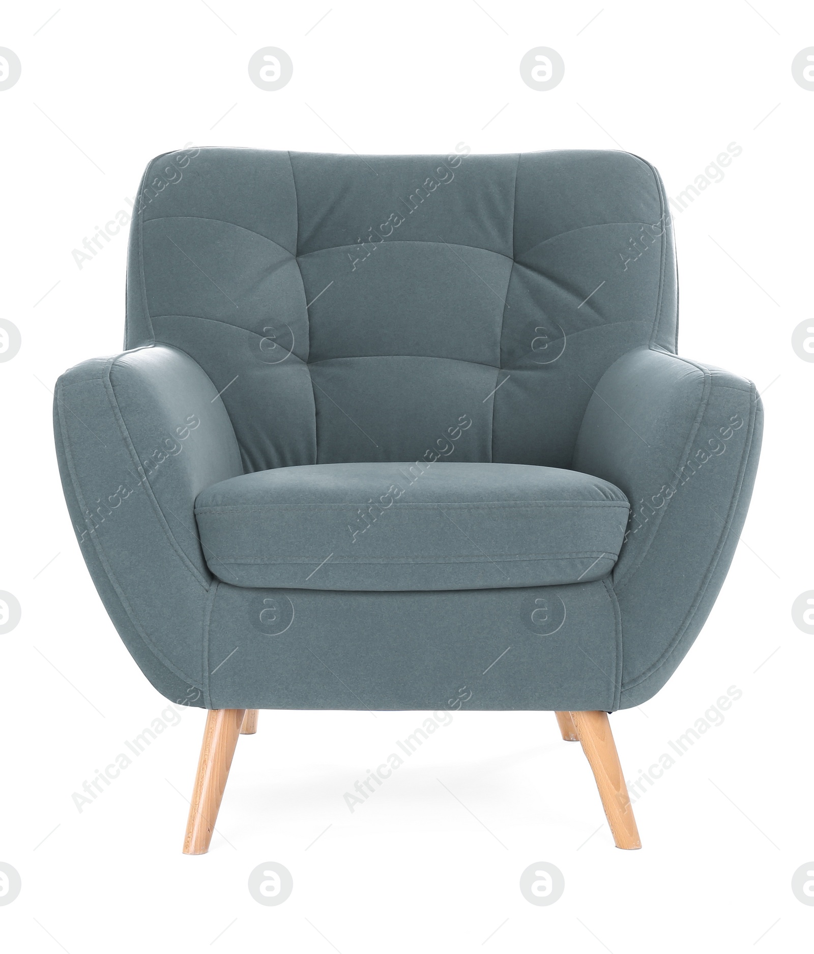 Image of One comfortable gray armchair isolated on white