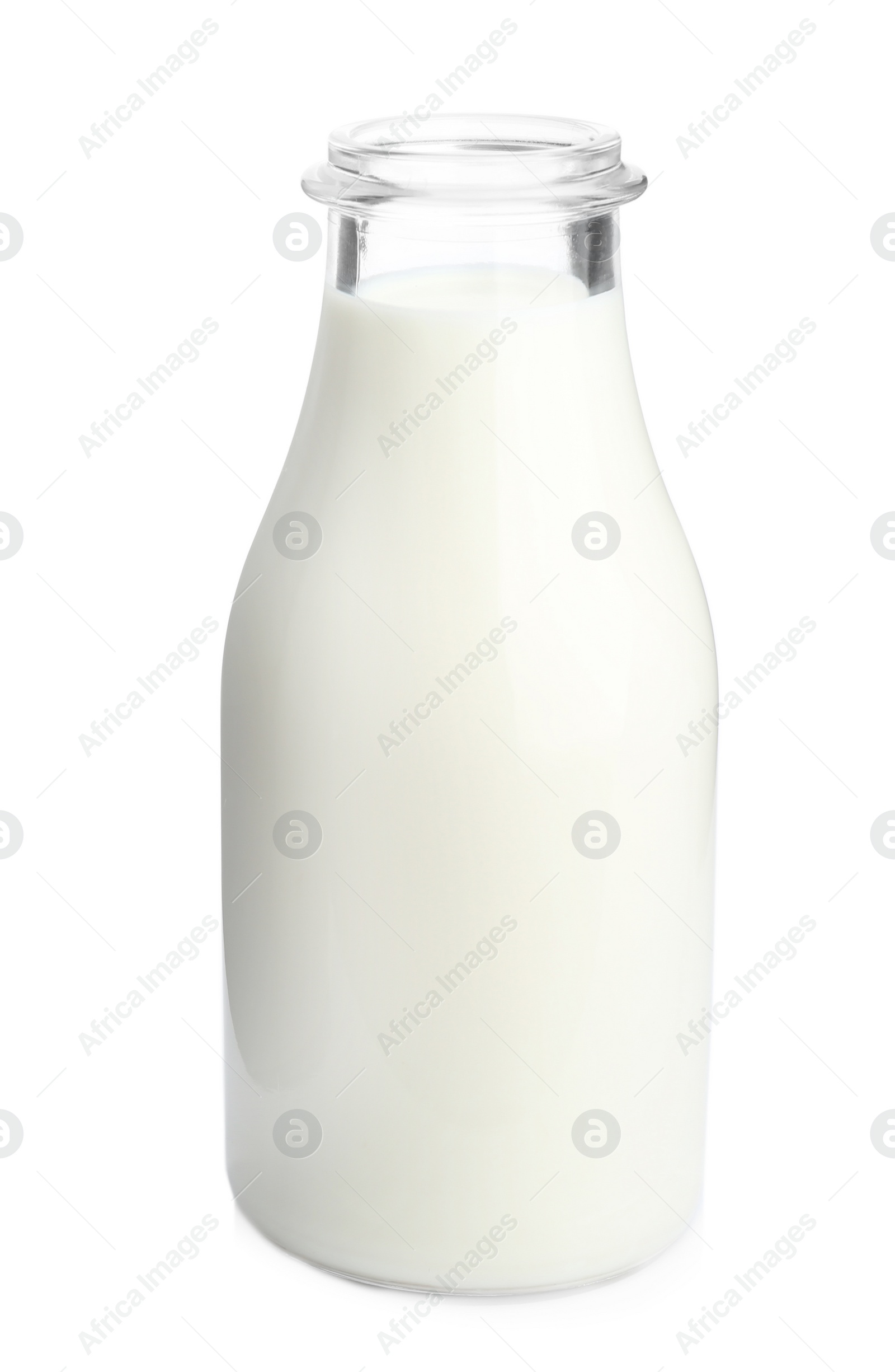 Photo of Bottle with milk on white background