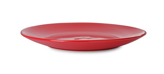 Photo of One beautiful red plate isolated on white