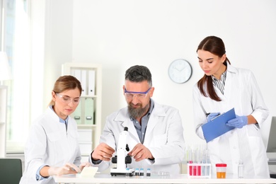 Scientists working in laboratory. Research and analysis