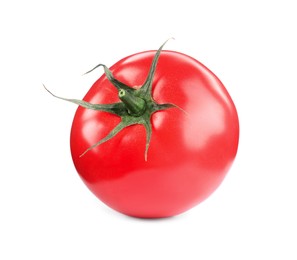 One red ripe tomato isolated on white