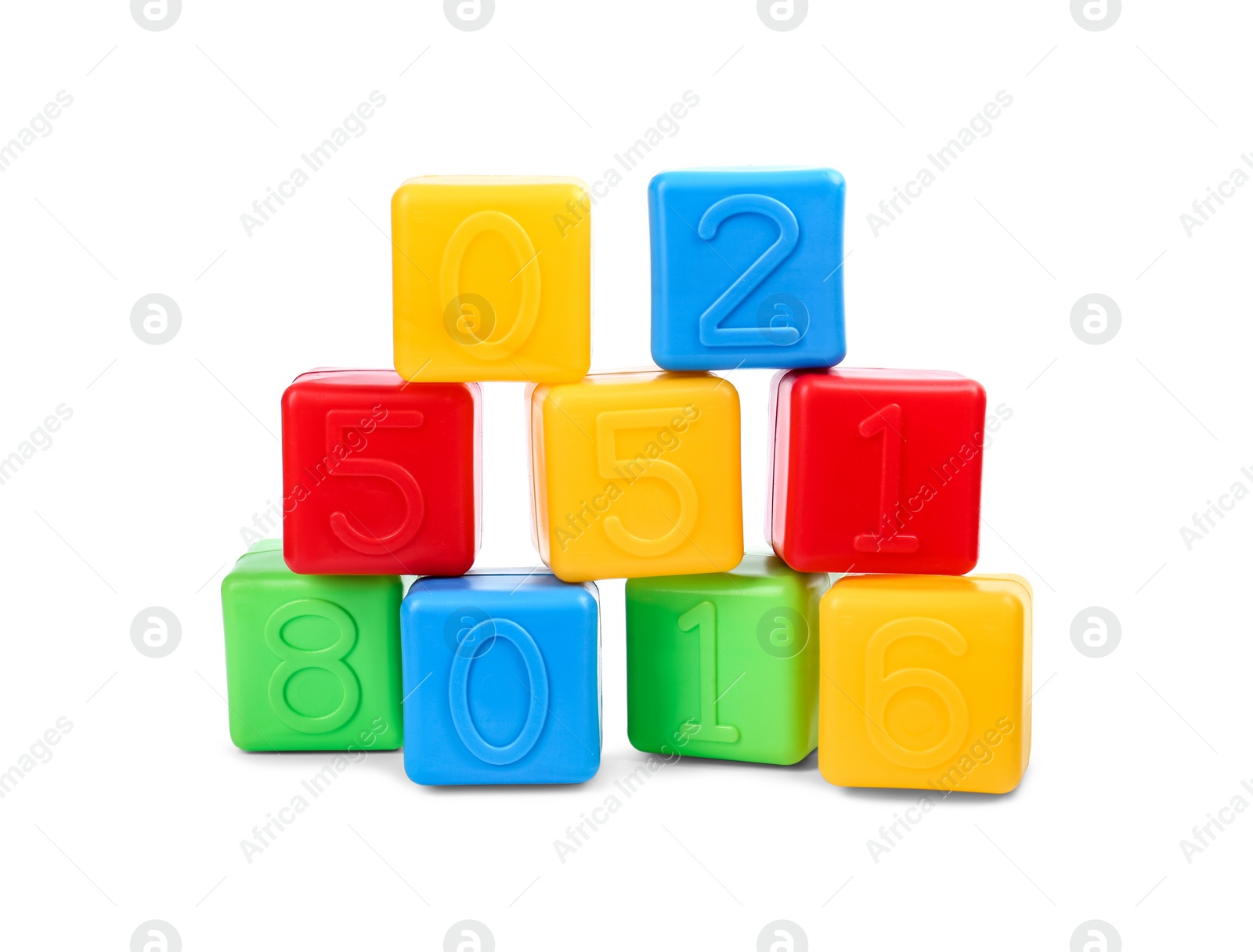 Photo of Many colorful cubes isolated on white. Children's toys