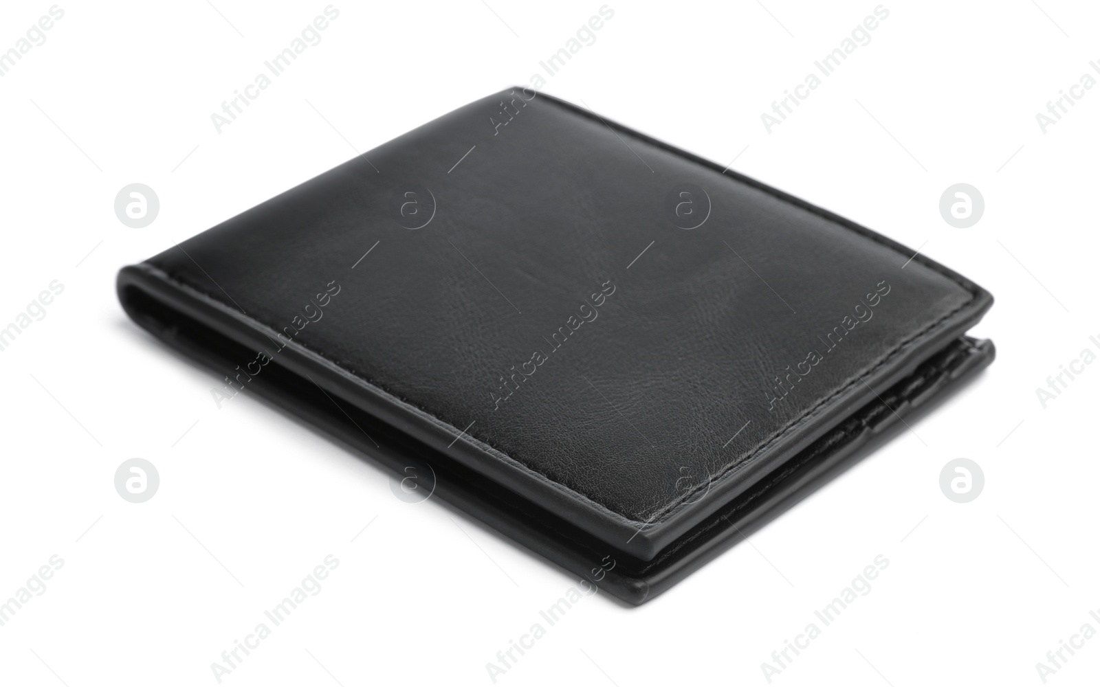 Photo of Stylish black leather wallet isolated on white