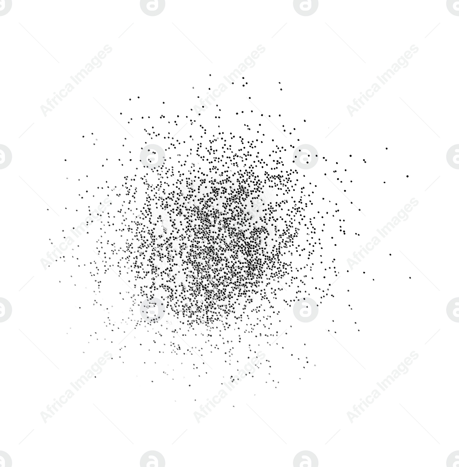 Photo of Shiny silver glitter on white background, top view