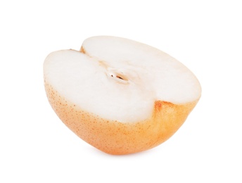 Cut fresh apple pear on white background