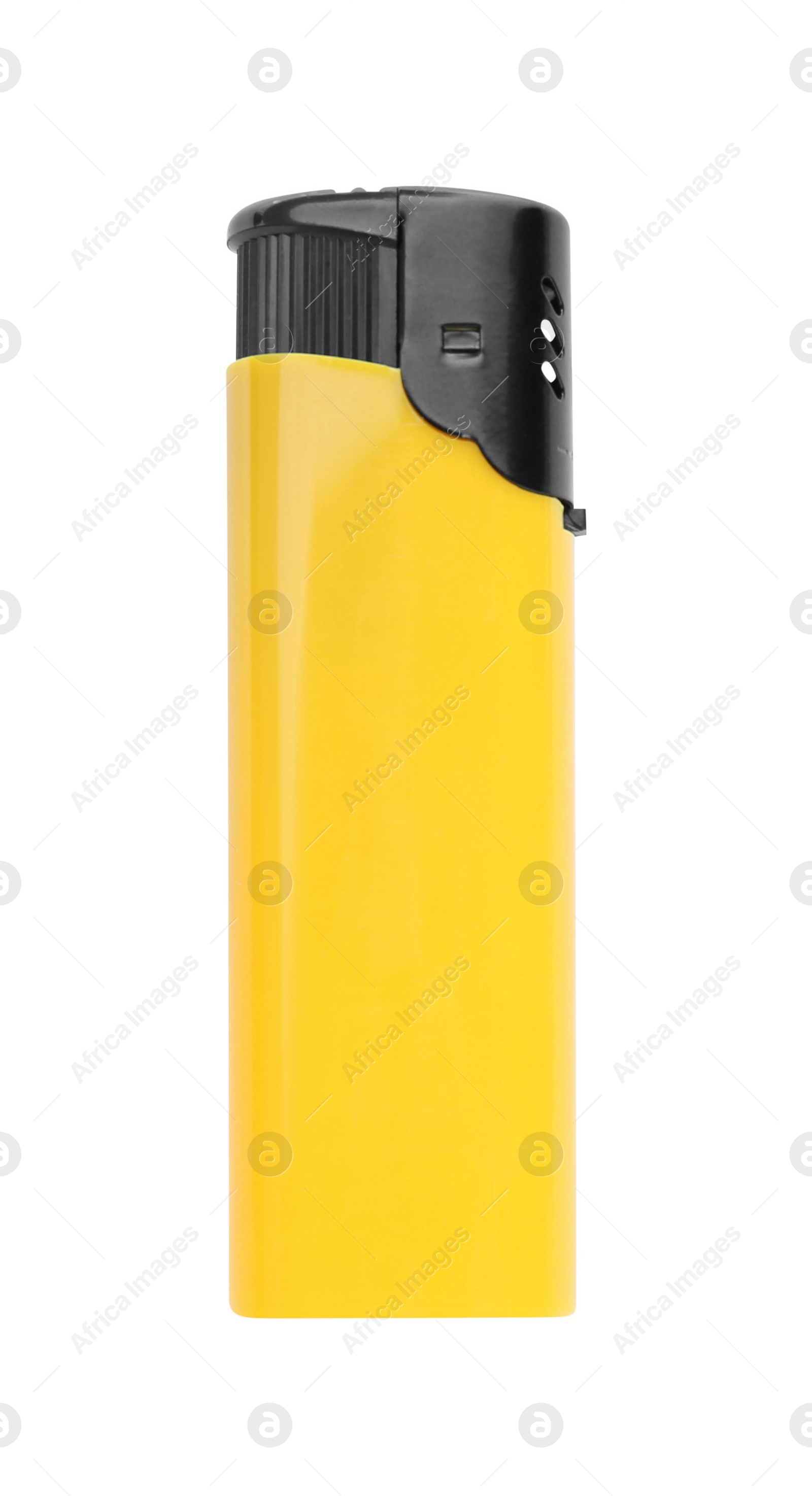 Photo of Stylish small pocket lighter isolated on white, top view