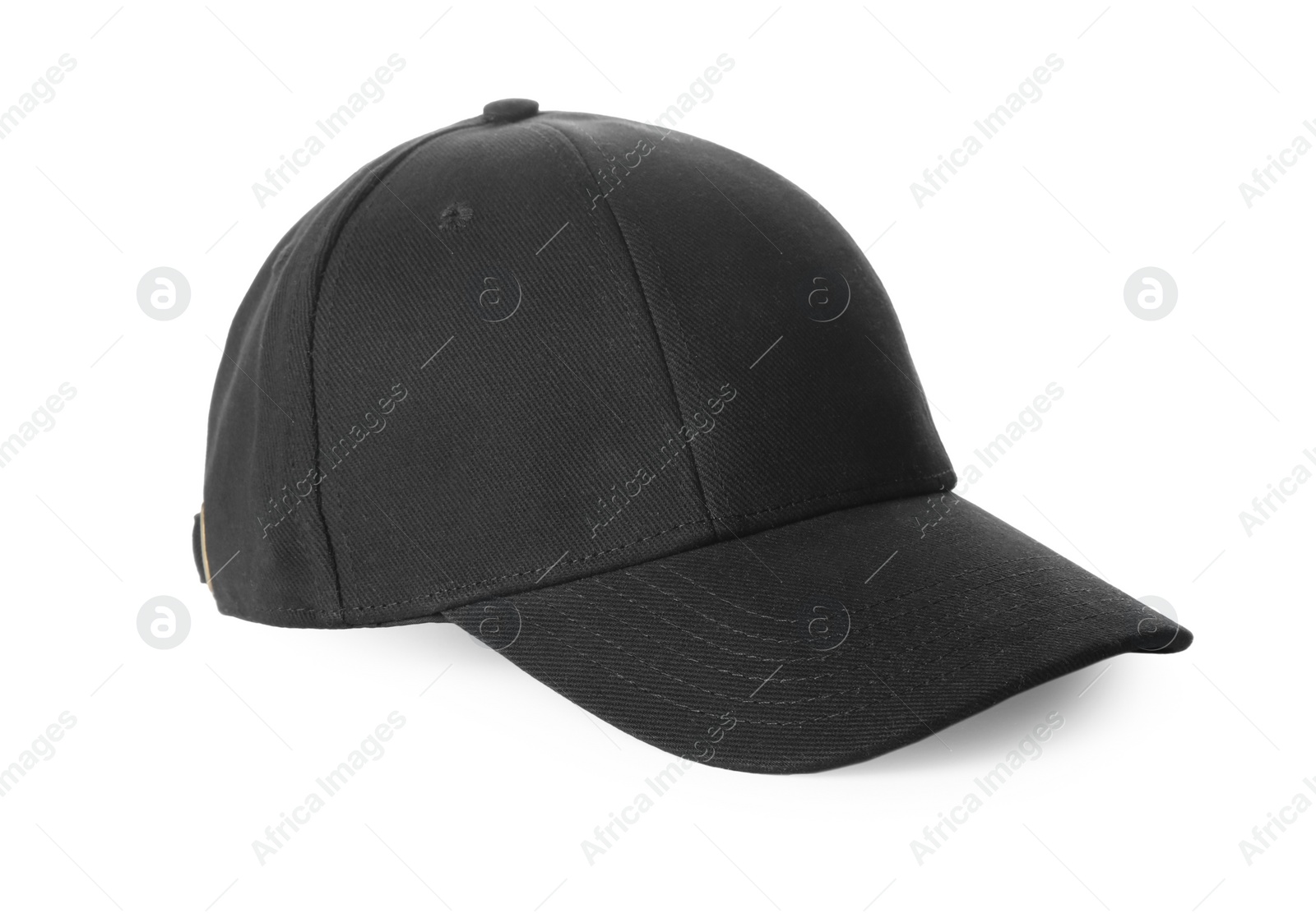 Photo of Stylish black baseball cap isolated on white