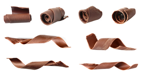Image of Set with chocolate shavings on white background