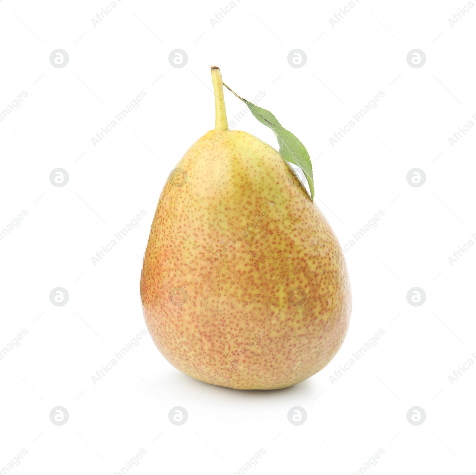 Photo of Ripe fresh juicy pear isolated on white