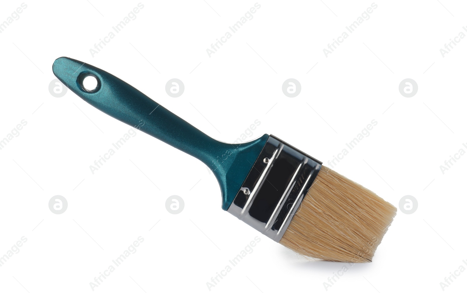 Photo of New paint brush on white background. Decorating tool