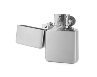 Gray metallic cigarette lighter isolated on white