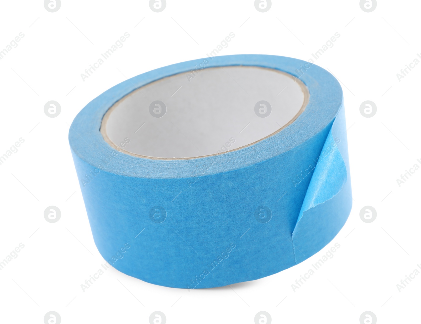 Photo of Roll of light blue adhesive tape isolated on white