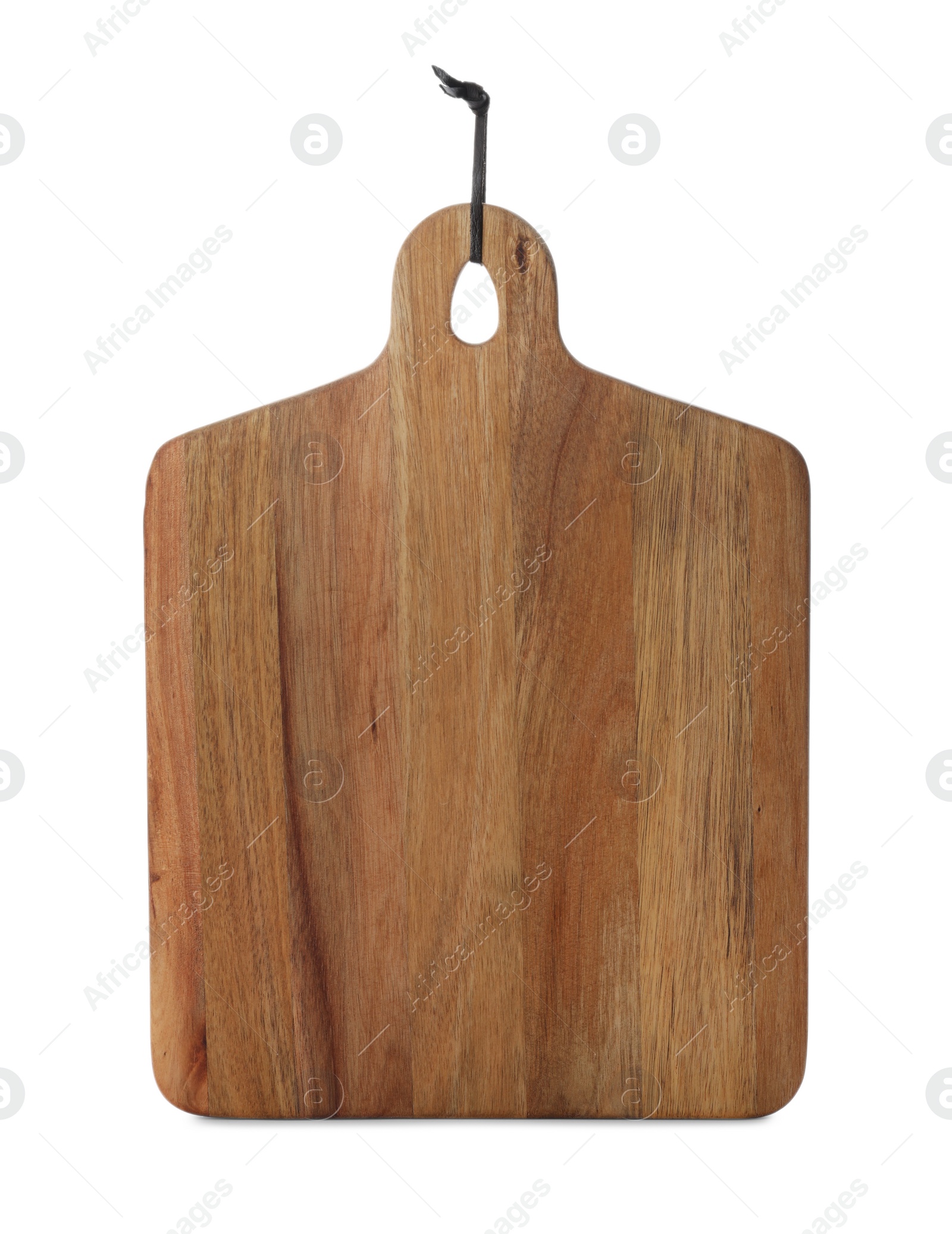 Photo of New wooden board isolated on white. Cooking utensil