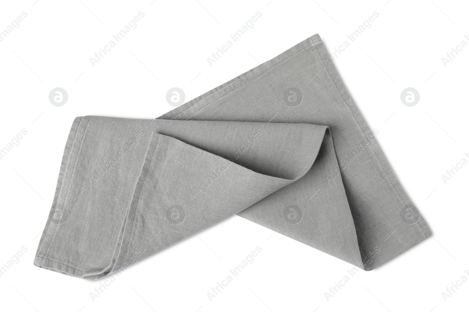 Photo of Grey fabric napkin on white background, top view