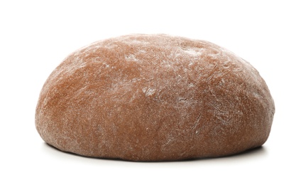 Photo of Freshly made rye dough on white background
