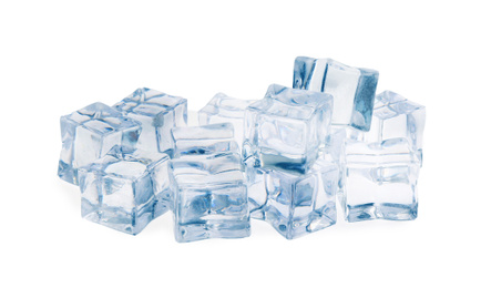 Photo of Crystal clear ice cubes isolated on white