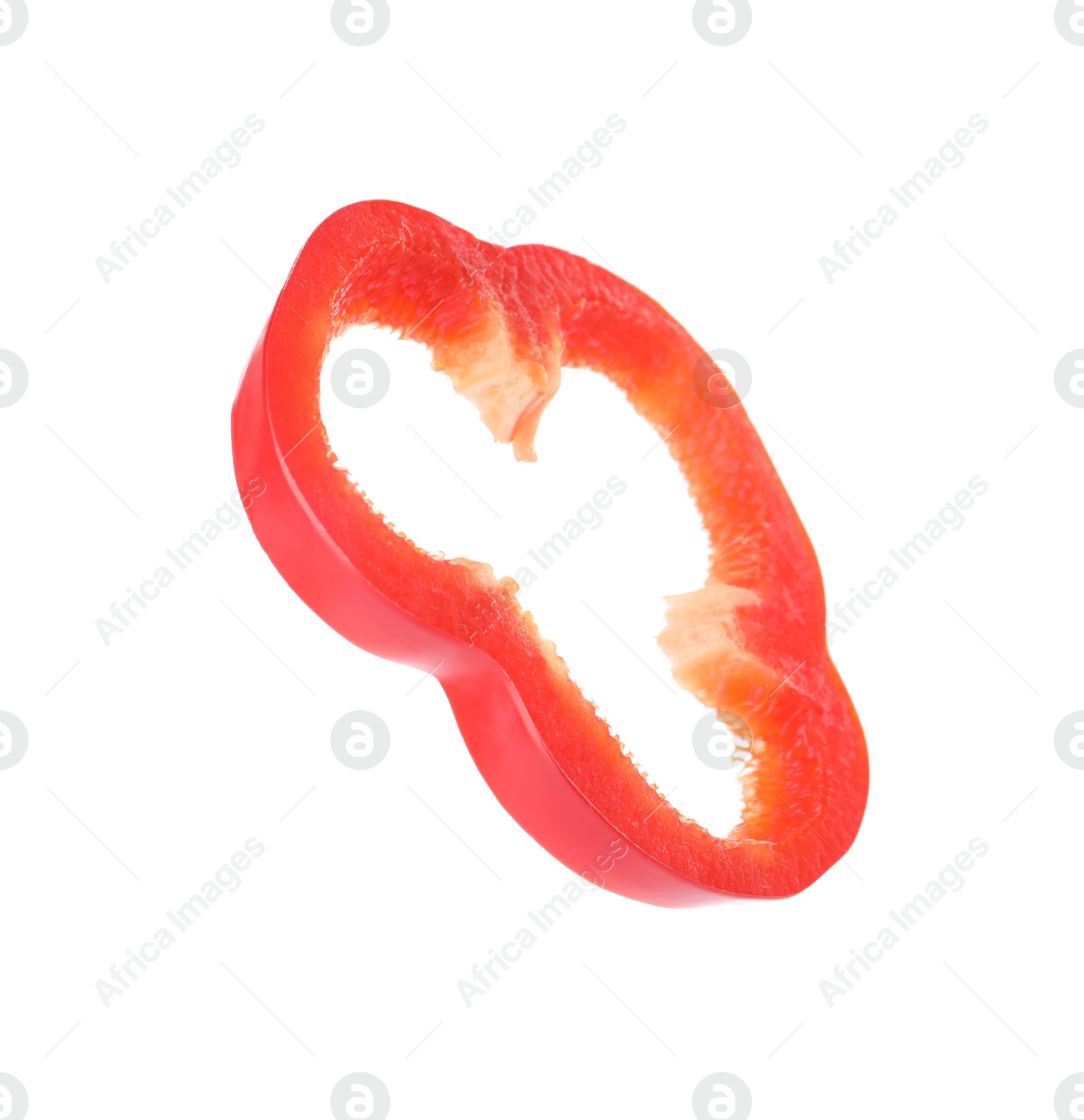 Photo of Slice of ripe bell pepper isolated on white