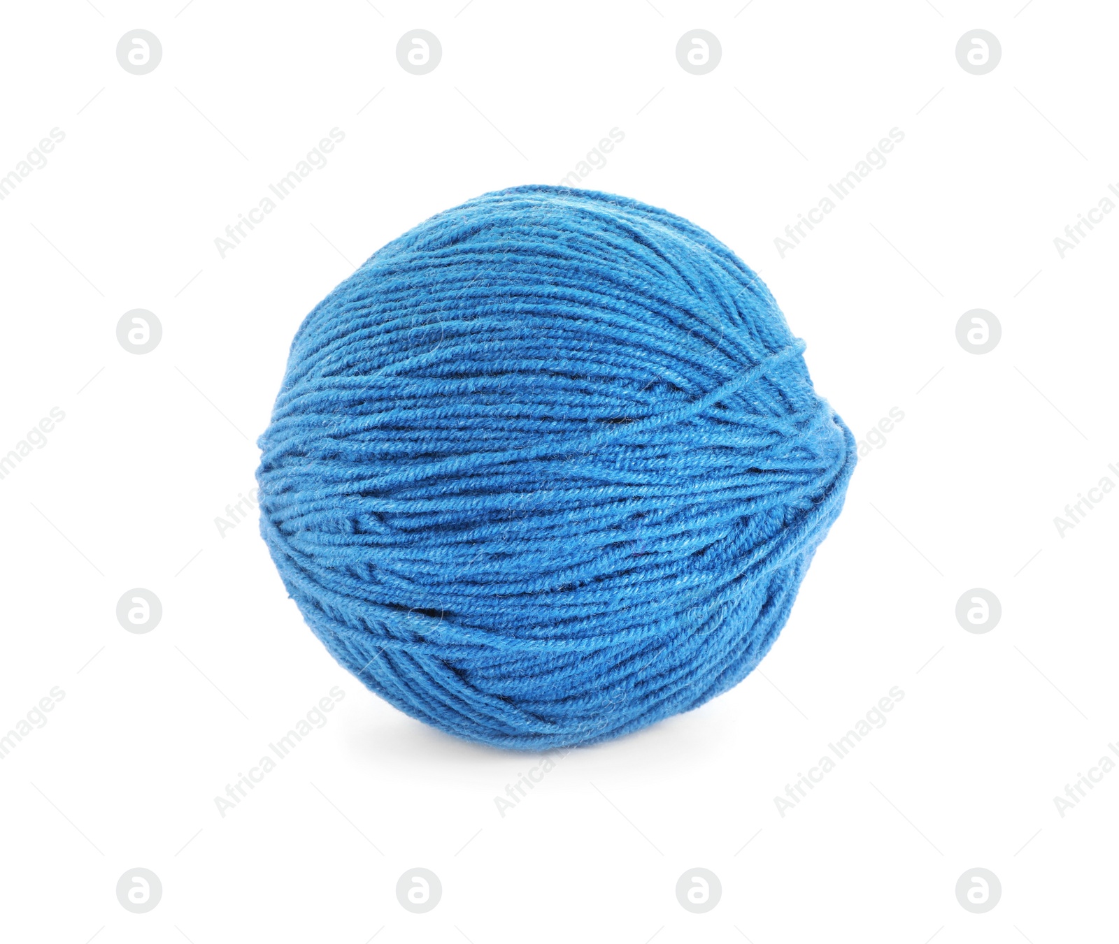 Photo of Soft light blue woolen yarn isolated on white