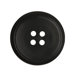 Photo of Black plastic sewing button isolated on white