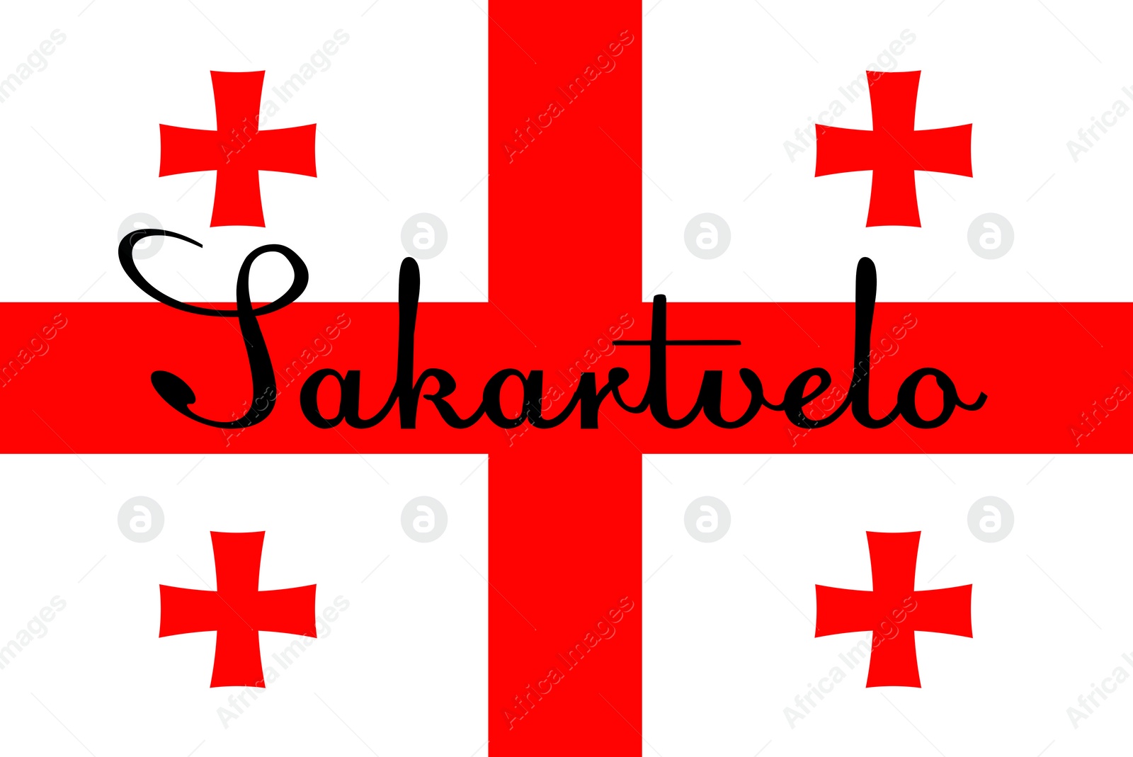 Image of Flag of Georgia with word Sakartvelo (native name of country)