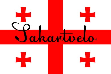 Flag of Georgia with word Sakartvelo (native name of country)