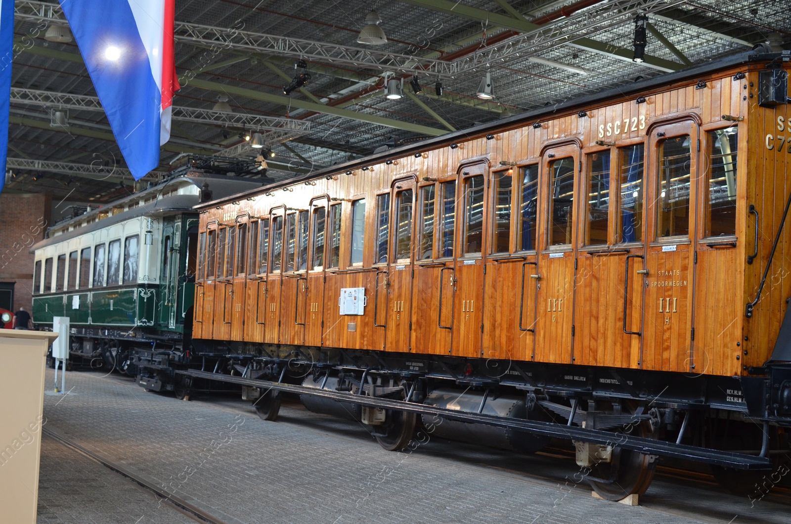 Photo of Utrecht, Netherlands - July 23, 2022: Old wagons on display in Spoorwegmuseum