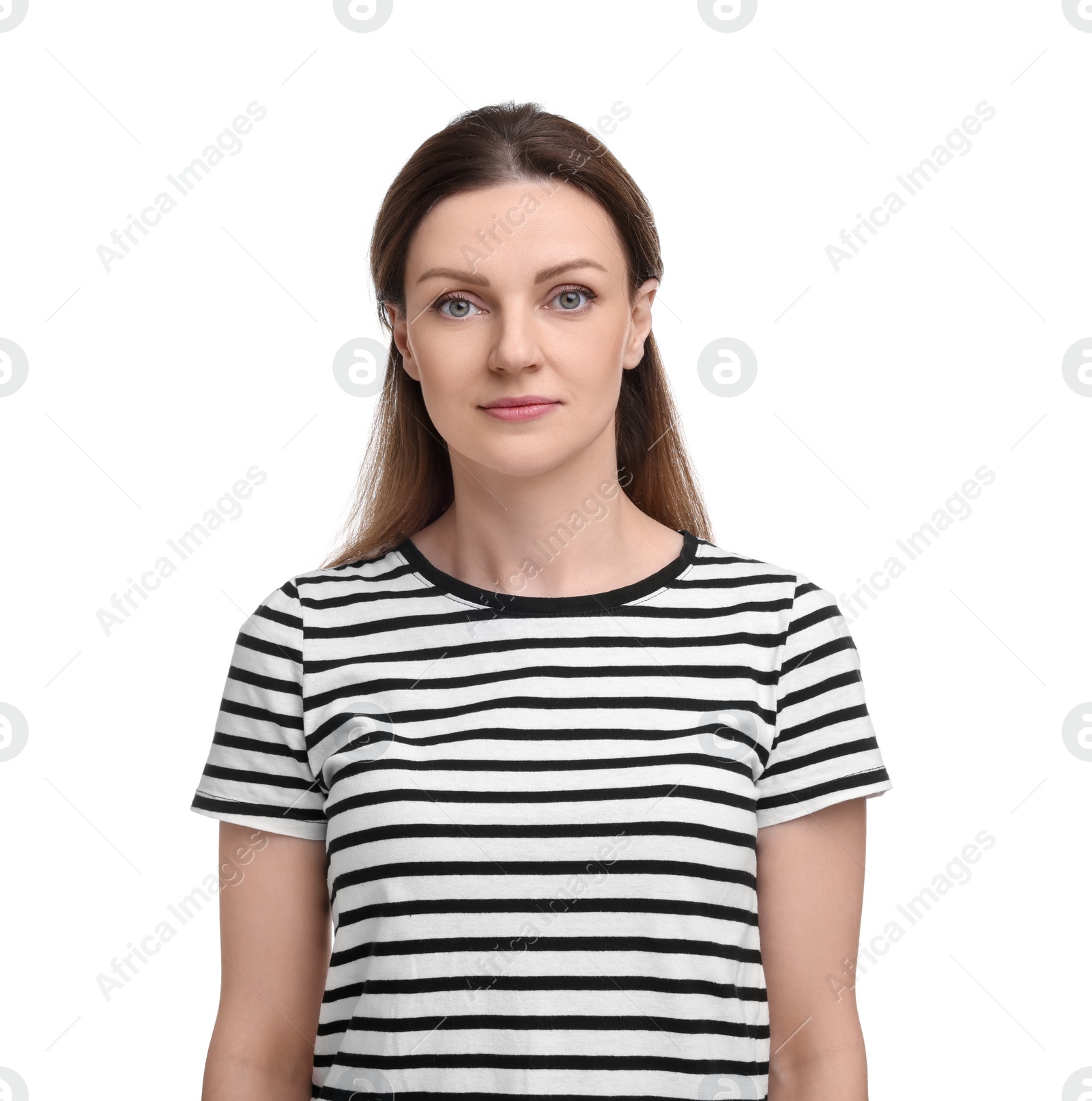 Photo of Portrait of beautiful woman on white background