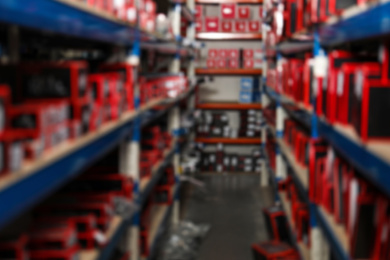 Blurred view of modern wholesale shop interior