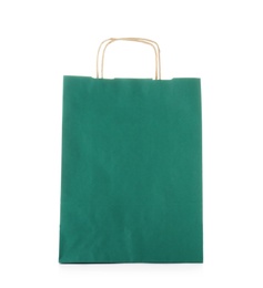 Photo of Mockup of paper shopping bag on white background