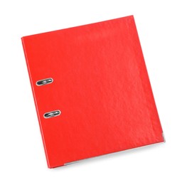 One red office folder isolated on white, top view