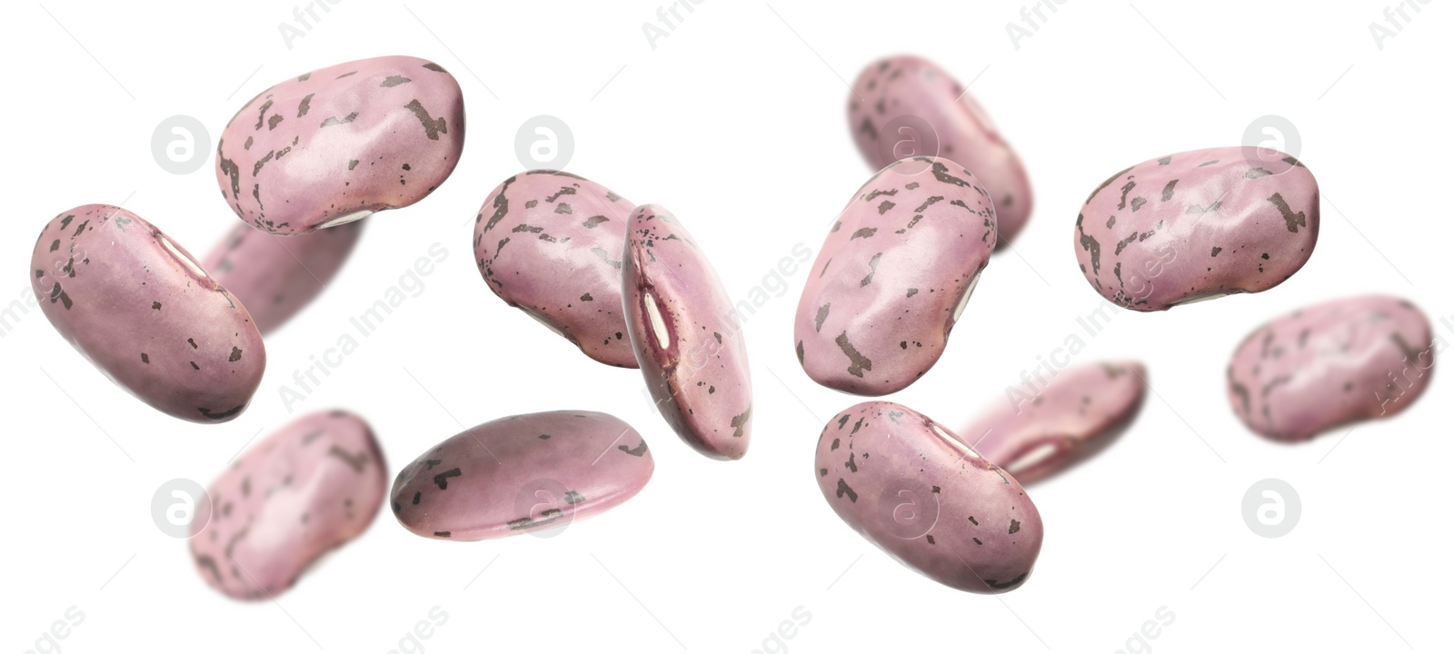 Image of Many beans falling on white background, banner design. Vegan diet 