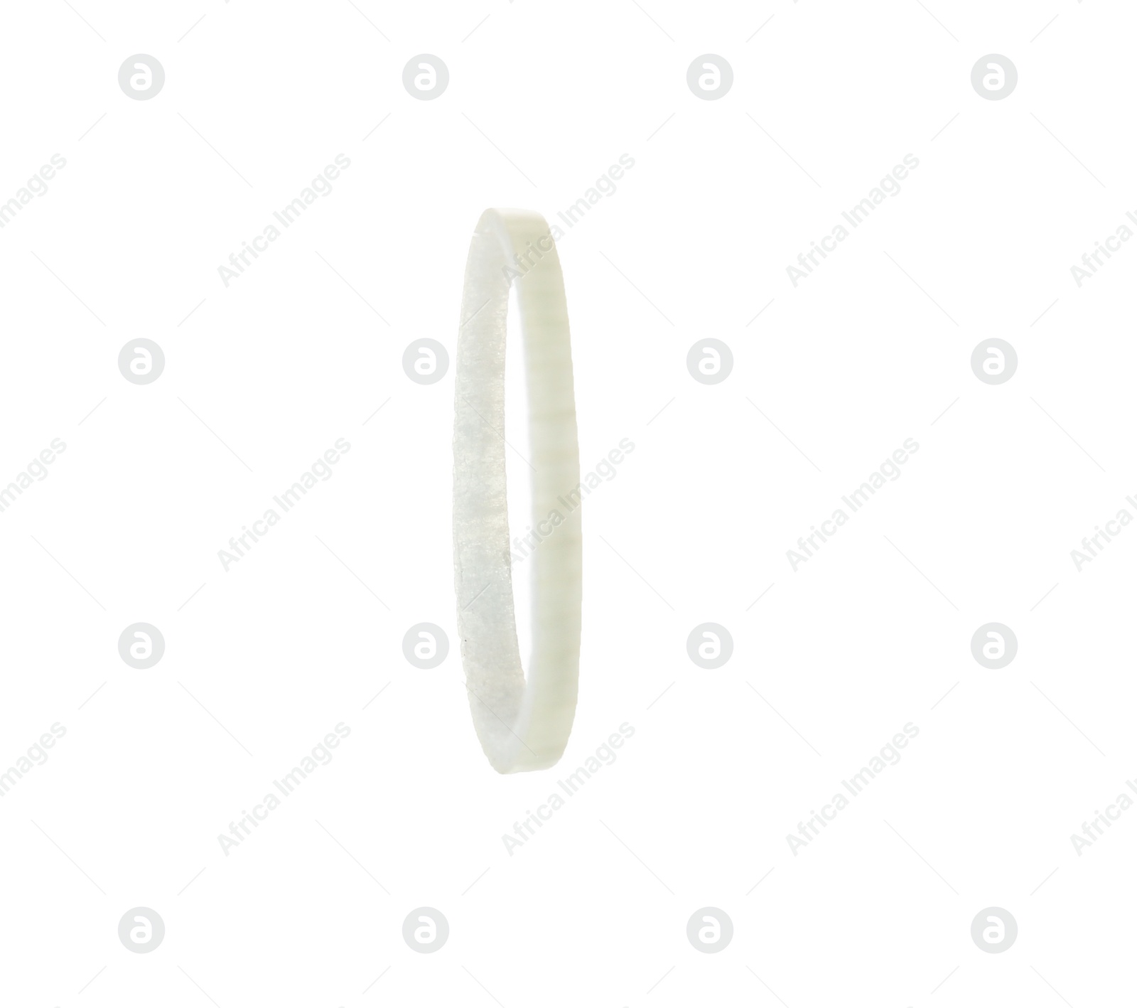 Photo of Fresh thin onion ring on white background