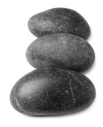 Group of different stones on white background