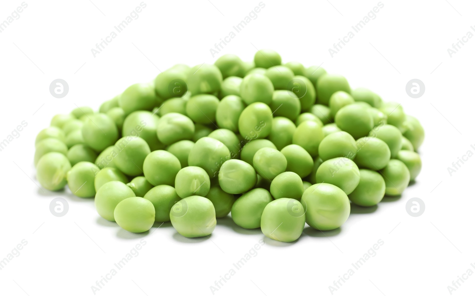 Photo of Heap of fresh green peas on white background