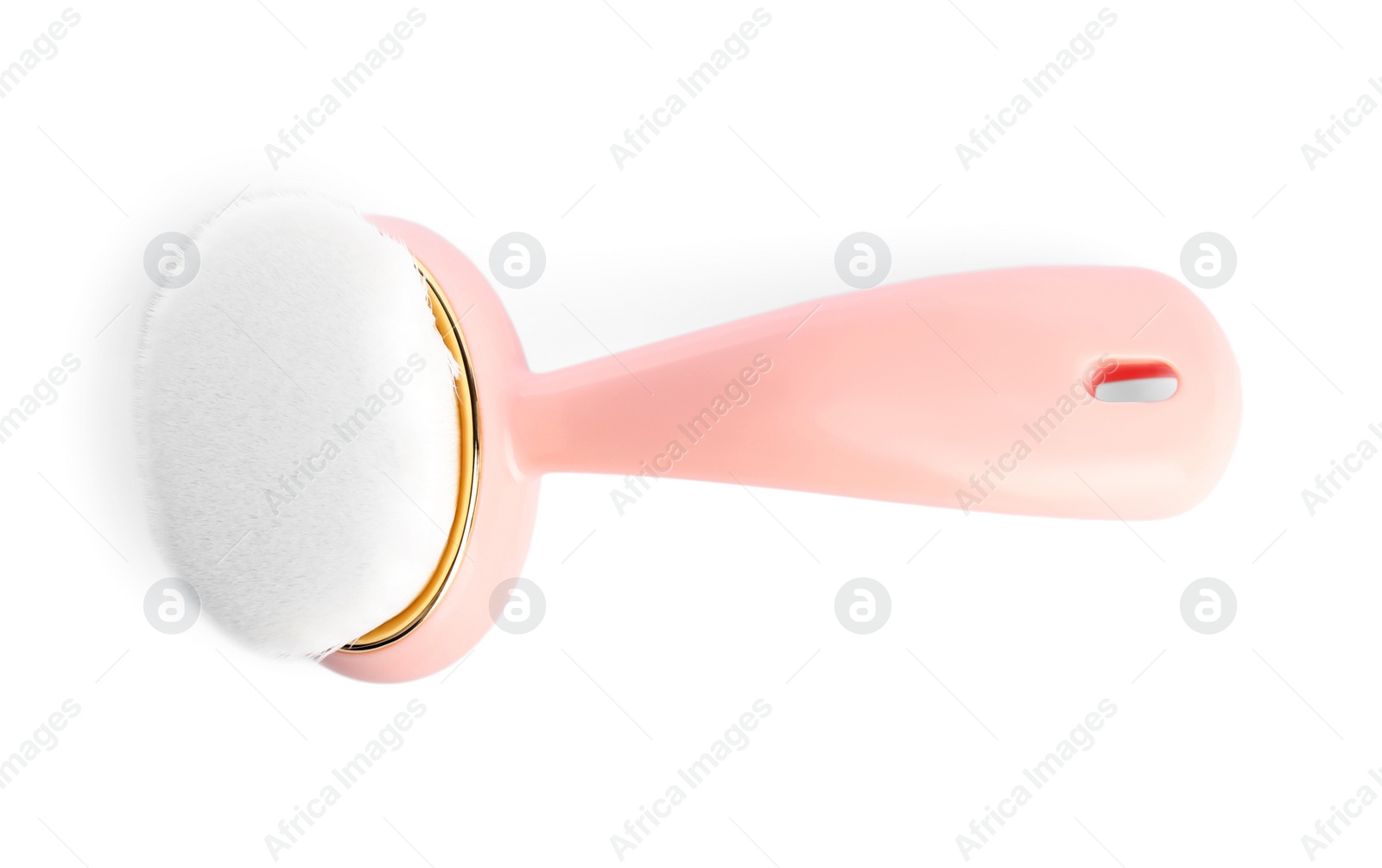 Photo of Face cleansing brush isolated on white, top view. Cosmetics tool