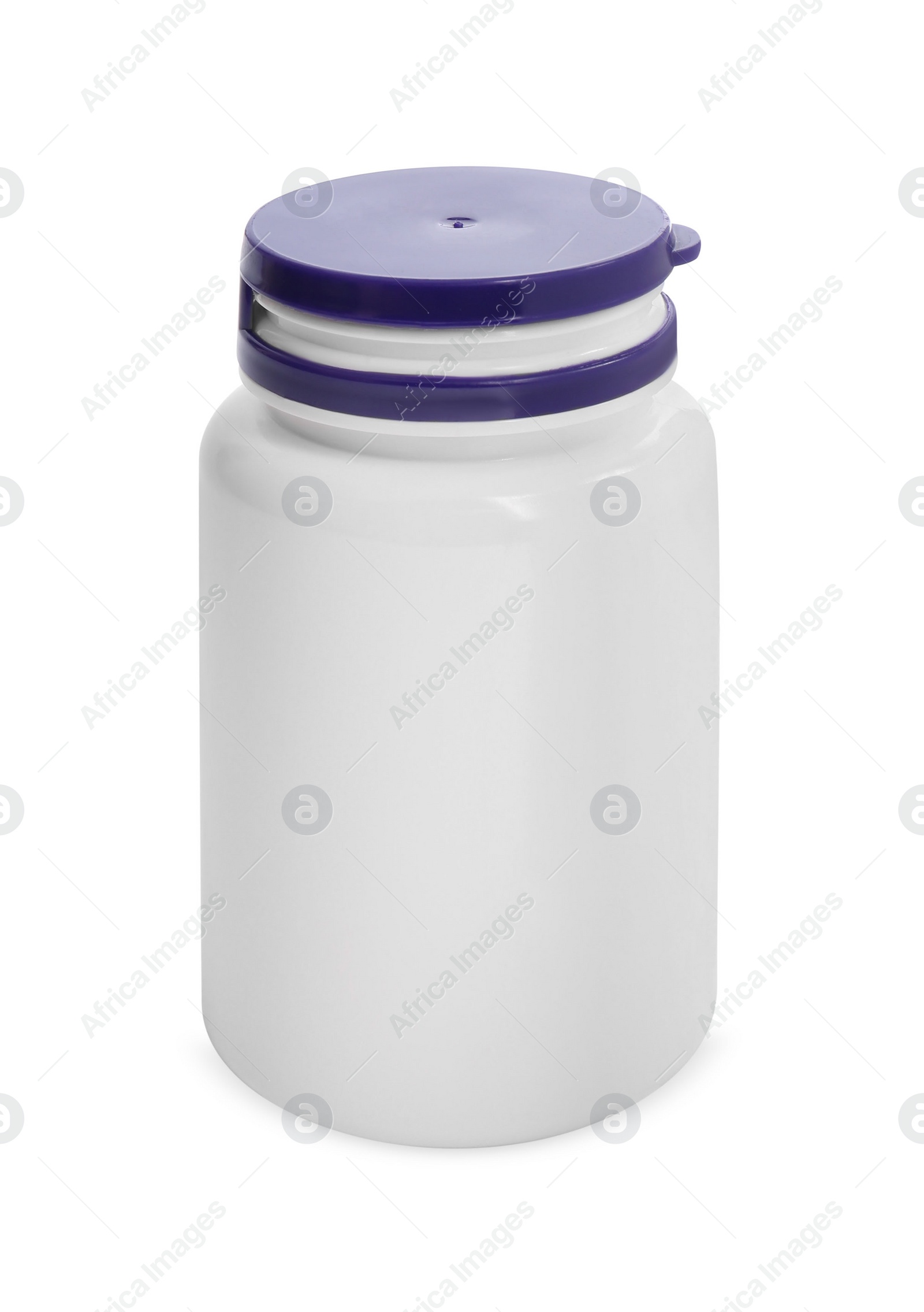 Photo of Closed plastic medicine bottle isolated on white. Medicament