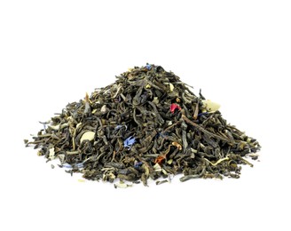 Pile of aromatic herbal tea isolated on white