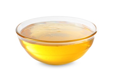 Photo of Tasty honey in bowl isolated on white