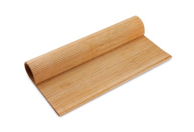 New rolled bamboo mat isolated on white