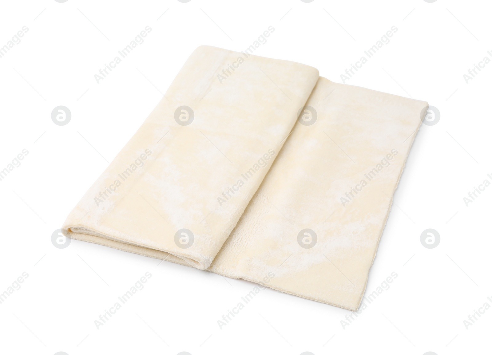 Photo of Raw puff pastry dough isolated on white