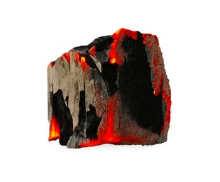 Piece of smoldering coal isolated on white