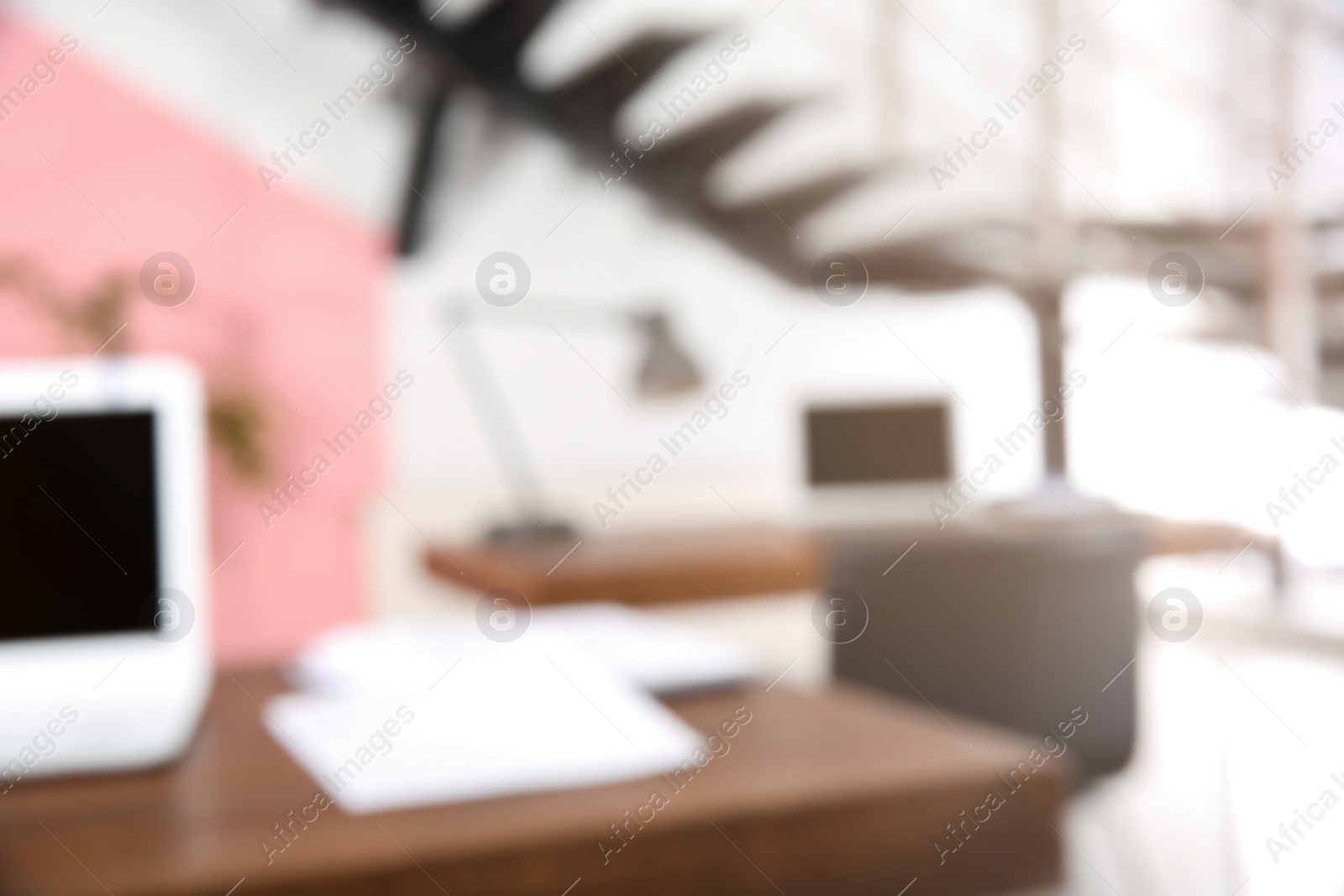 Photo of Modern brightly lit office with bokeh effect