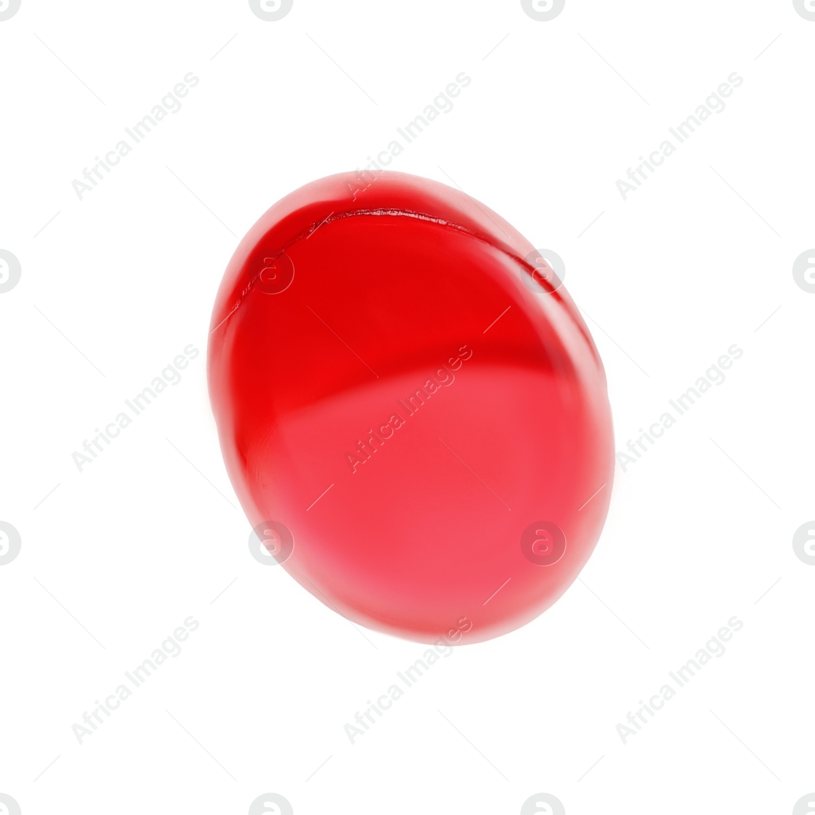 Photo of One bright pink pill isolated on white