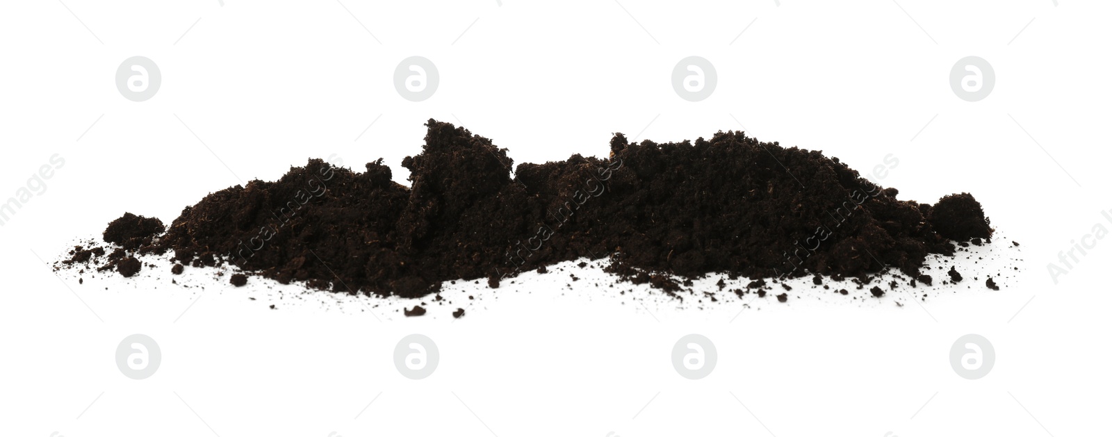 Photo of Pile of soil on white background. Fertile ground