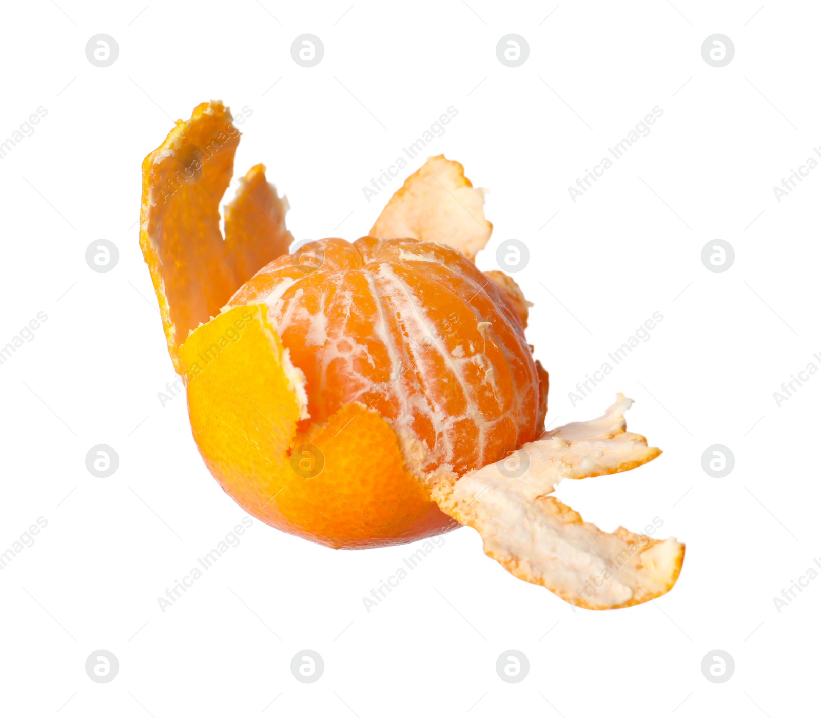 Photo of One fresh ripe tangerine isolated on white