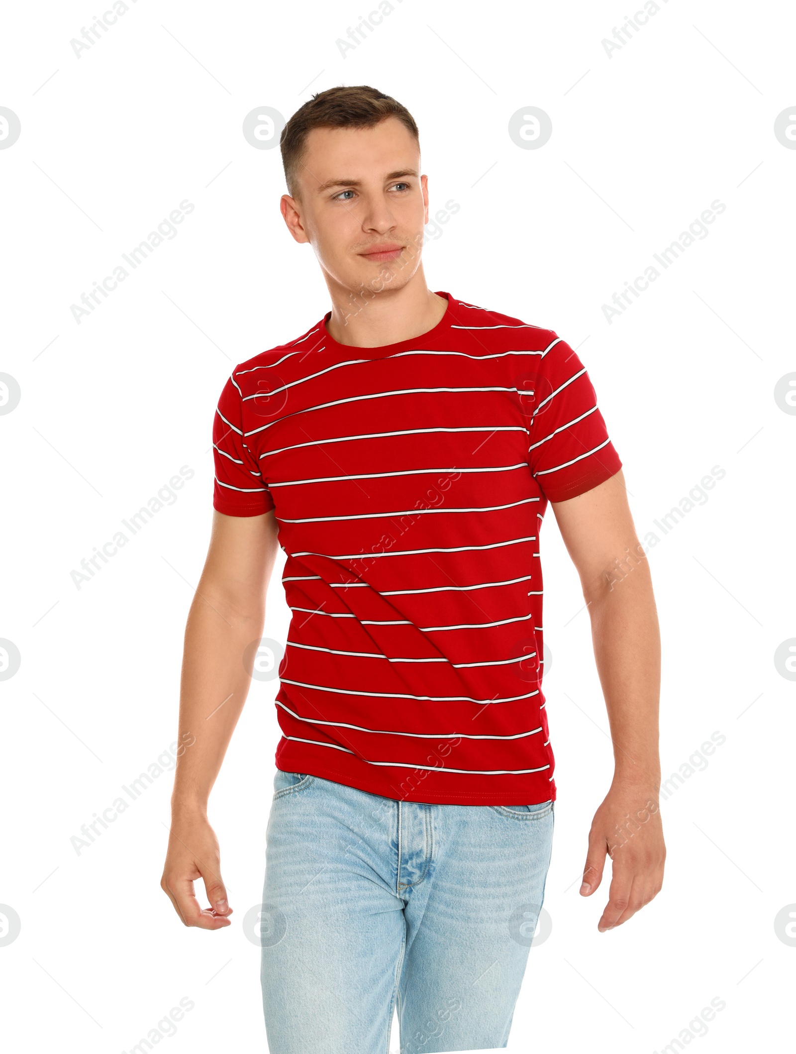 Photo of Portrait of young man on white background