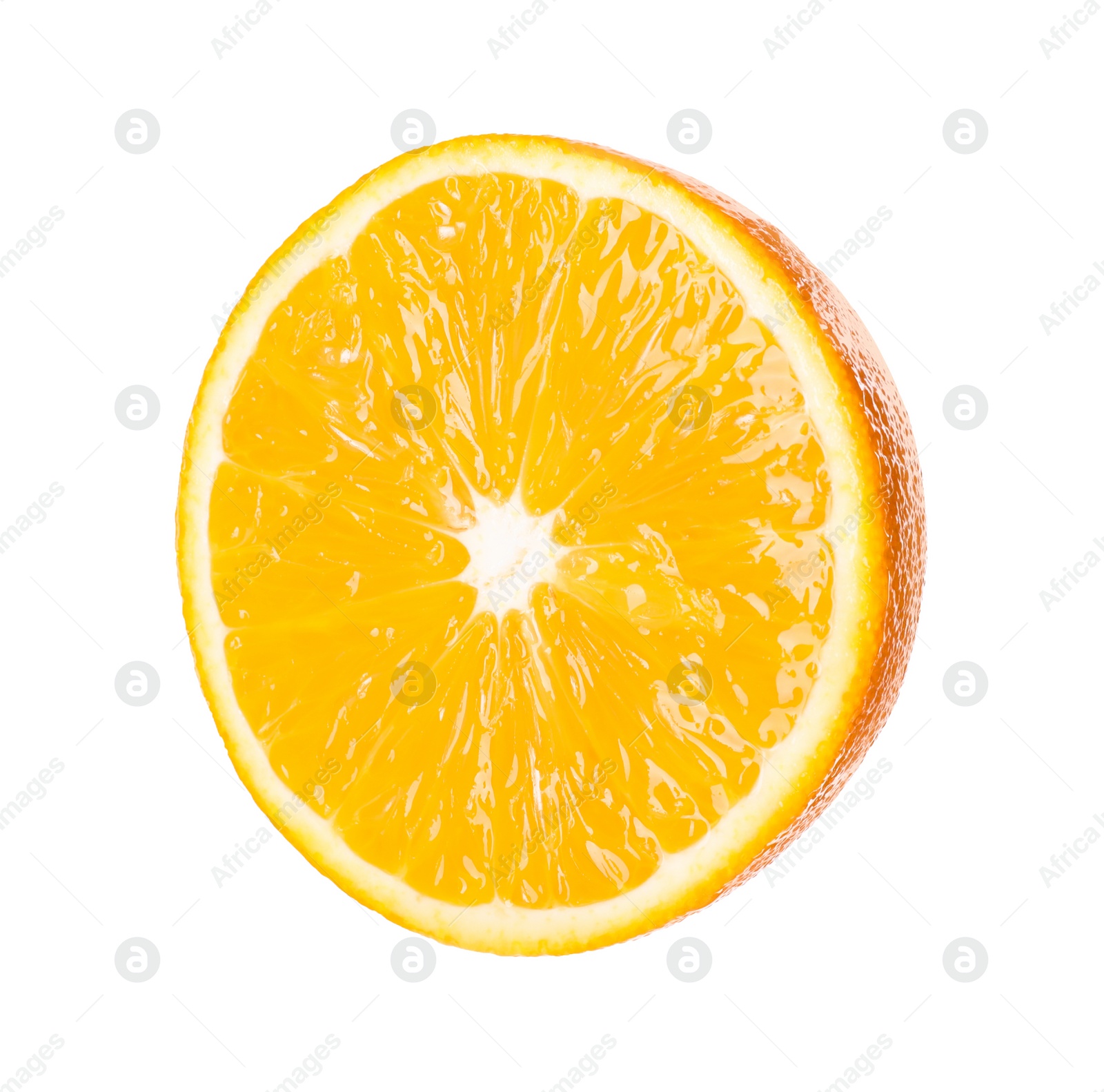 Photo of Half of fresh ripe orange isolated on white