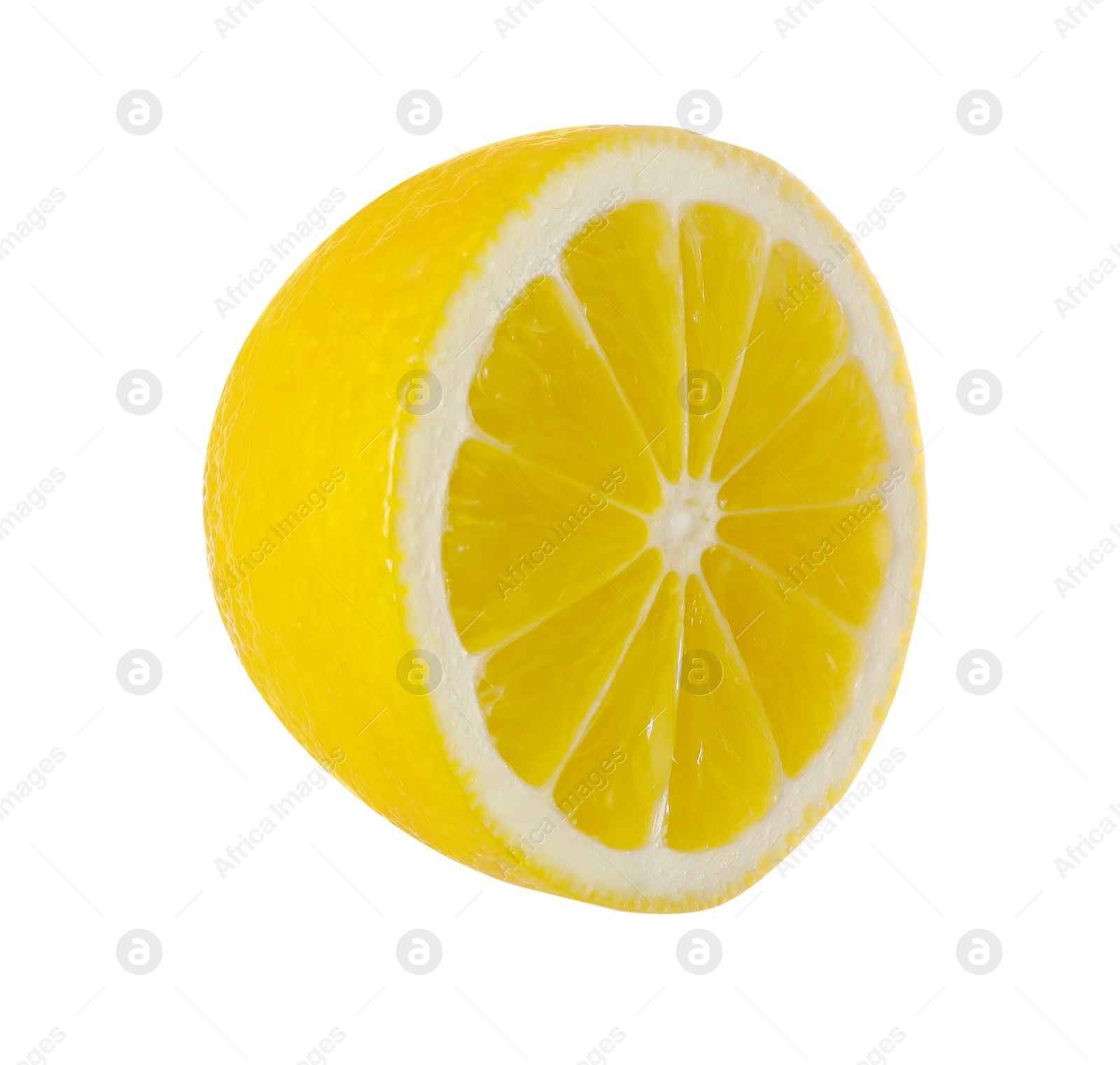 Photo of Fresh ripe lemon half isolated on white