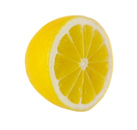 Photo of Fresh ripe lemon half isolated on white